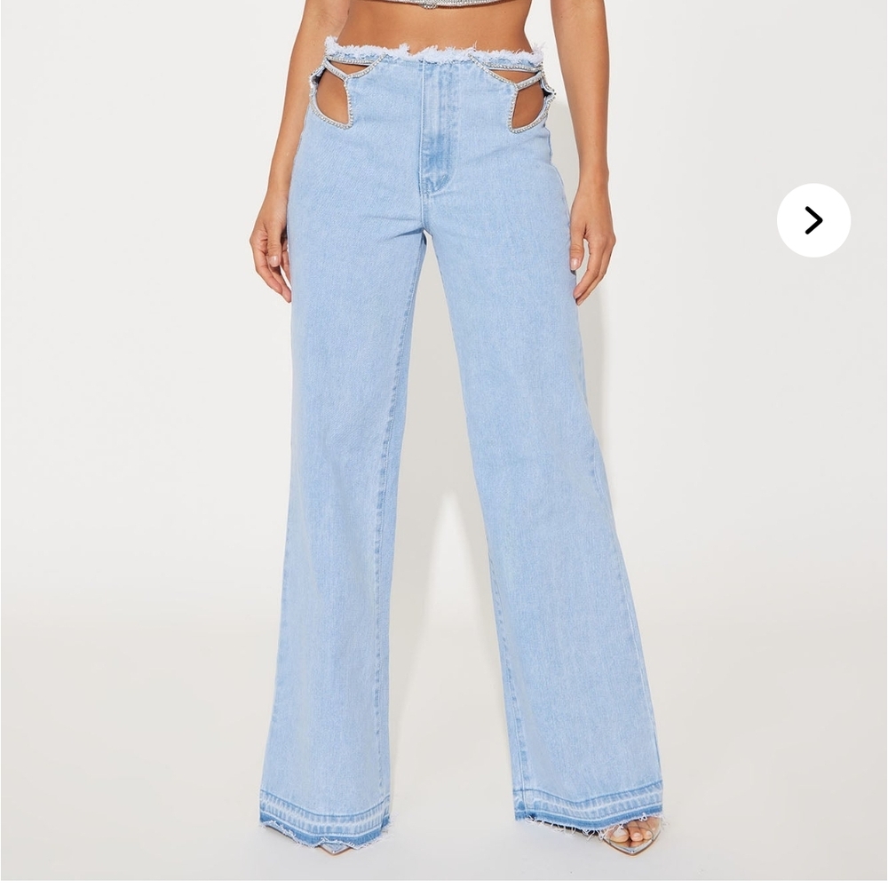 Fashion Nova Blue Flare Wide Leg Jeans